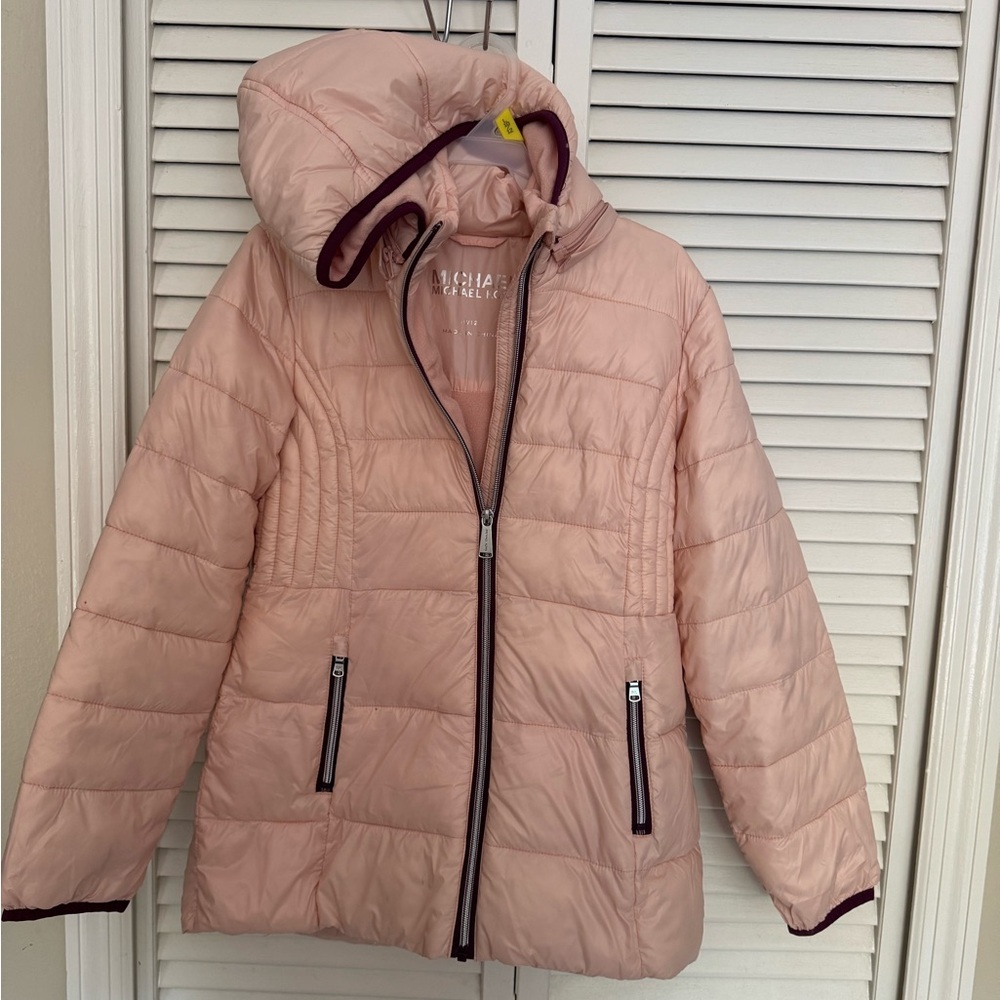 Michael Kors Light Pink Hooded Puffer Jacket